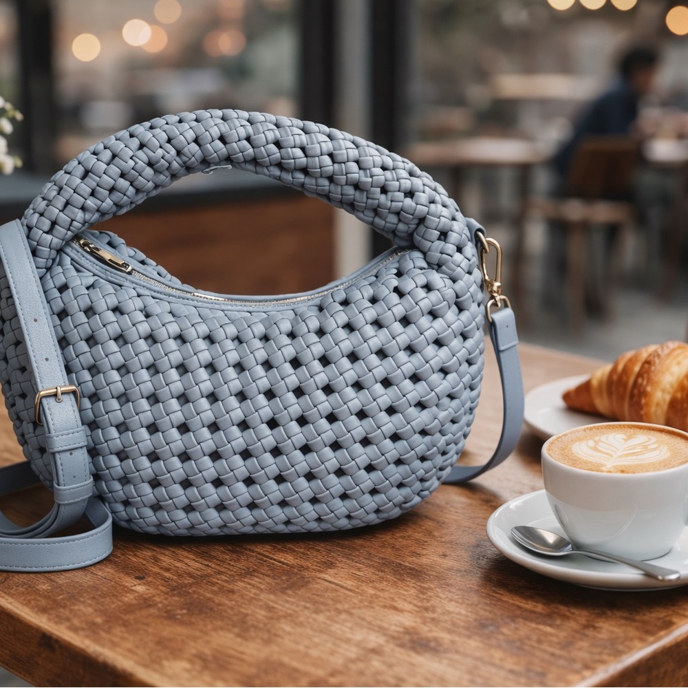 Sincerely Jules Chic Blue Woven Shoulder Bag
